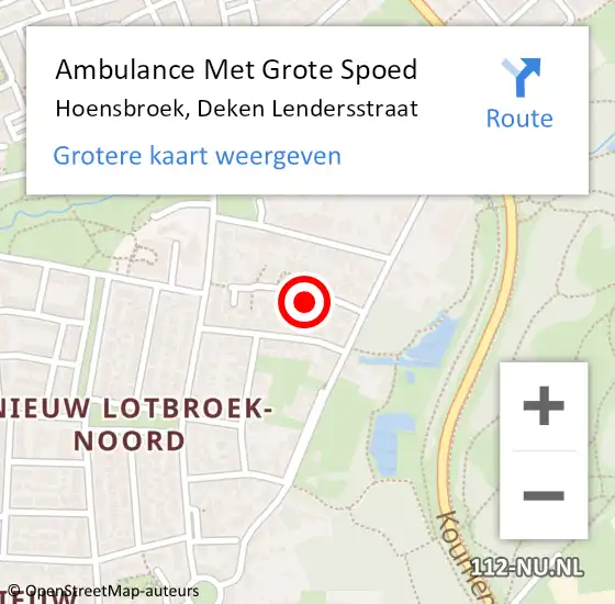 Locatie op kaart van de 112 melding: Ambulance Met Grote Spoed Naar Hoensbroek, Deken Lendersstraat op 3 februari 2015 14:25