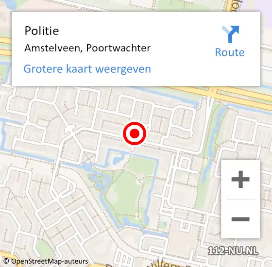 Locatie op kaart van de 112 melding: Politie Amstelveen, Poortwachter op 28 oktober 2013 18:21