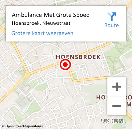 Locatie op kaart van de 112 melding: Ambulance Met Grote Spoed Naar Hoensbroek, Nieuwstraat op 3 februari 2015 14:47