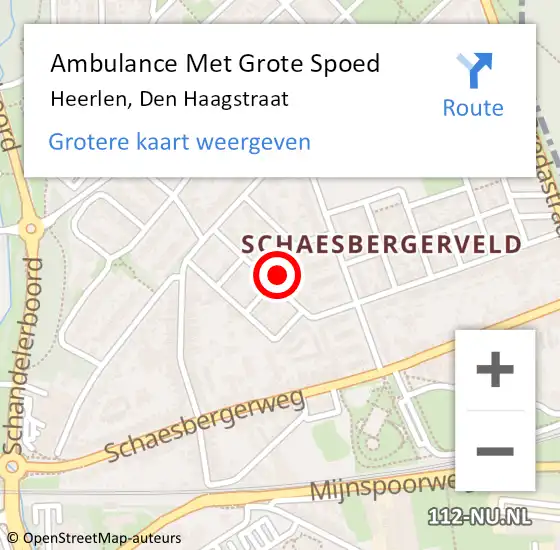 Locatie op kaart van de 112 melding: Ambulance Met Grote Spoed Naar Heerlen, Den Haagstraat op 3 februari 2015 14:57