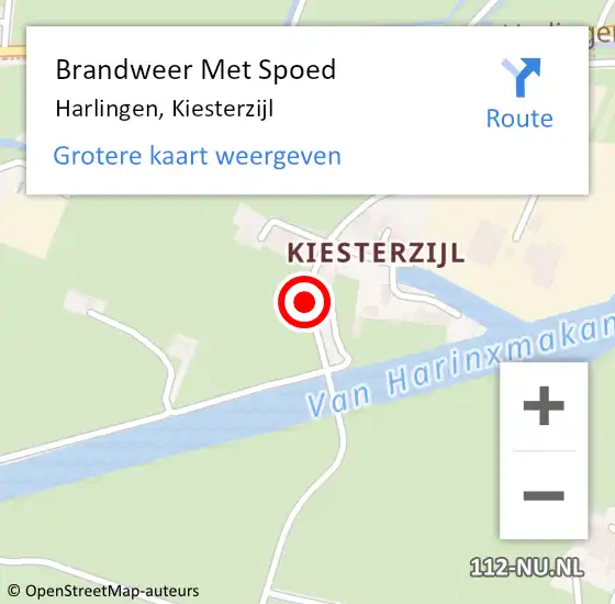 Locatie op kaart van de 112 melding: Brandweer Met Spoed Naar Harlingen, Kiesterzijl op 28 oktober 2013 18:23