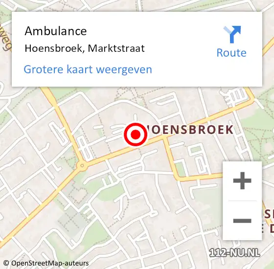 Locatie op kaart van de 112 melding: Ambulance Hoensbroek, Marktstraat op 3 februari 2015 15:25