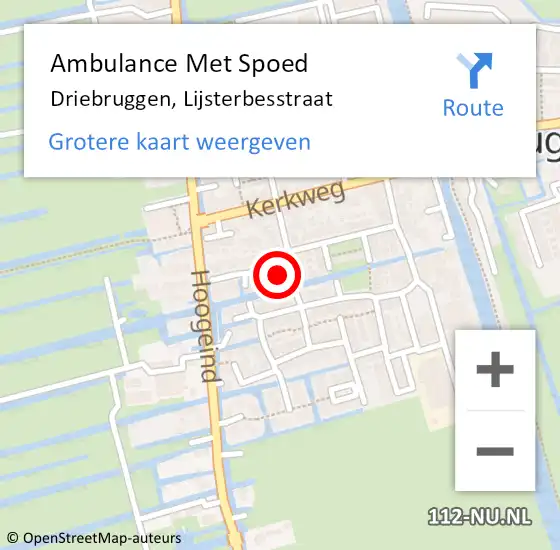 Locatie op kaart van de 112 melding: Ambulance Met Spoed Naar Driebruggen, Lijsterbesstraat op 3 februari 2015 15:27