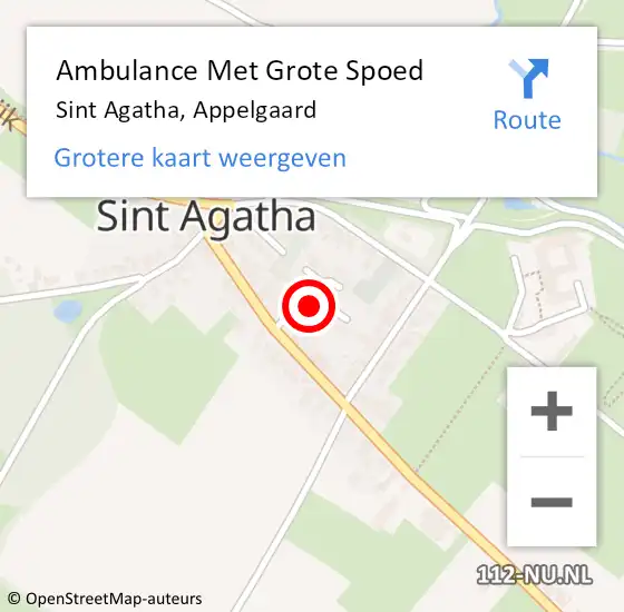 Locatie op kaart van de 112 melding: Ambulance Met Grote Spoed Naar Sint Agatha, Appelgaard op 3 februari 2015 15:39
