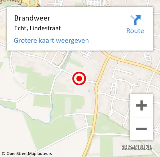 Locatie op kaart van de 112 melding: Brandweer Echt, Lindestraat op 3 februari 2015 15:54