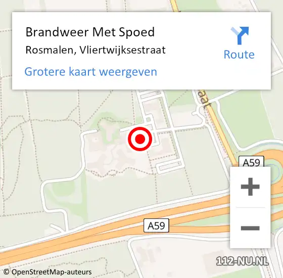 Locatie op kaart van de 112 melding: Brandweer Met Spoed Naar Rosmalen, Vliertwijksestraat op 3 februari 2015 16:08