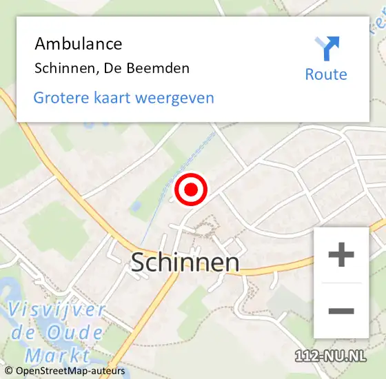 Locatie op kaart van de 112 melding: Ambulance Schinnen, De Beemden op 3 februari 2015 16:22