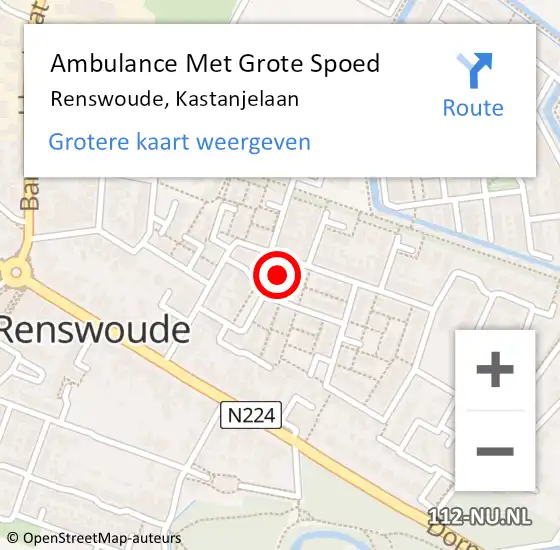 Locatie op kaart van de 112 melding: Ambulance Met Grote Spoed Naar Renswoude, Kastanjelaan op 3 februari 2015 16:58