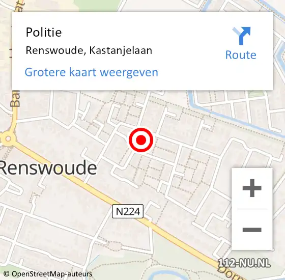 Locatie op kaart van de 112 melding: Politie Renswoude, Kastanjelaan op 3 februari 2015 17:00