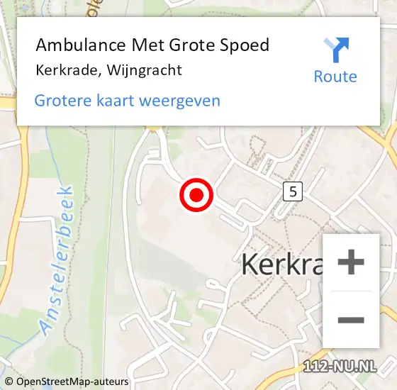 Locatie op kaart van de 112 melding: Ambulance Met Grote Spoed Naar Kerkrade, Wijngracht op 3 februari 2015 17:04