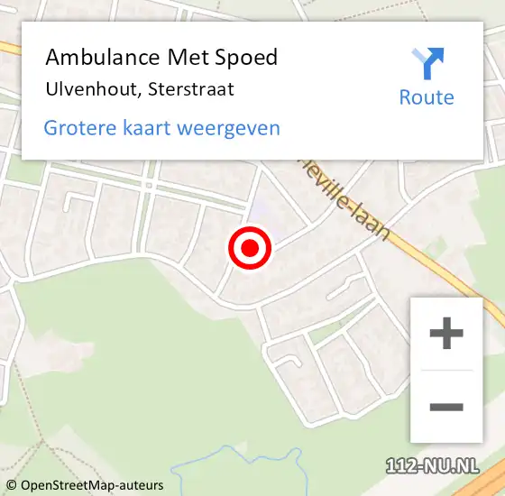 Locatie op kaart van de 112 melding: Ambulance Met Spoed Naar Ulvenhout, Sterstraat op 3 februari 2015 17:19