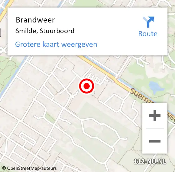 Locatie op kaart van de 112 melding: Brandweer Smilde, Stuurboord op 3 februari 2015 17:27