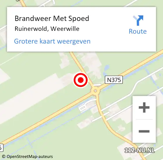 Locatie op kaart van de 112 melding: Brandweer Met Spoed Naar Ruinerwold, Weerwille op 28 oktober 2013 18:28