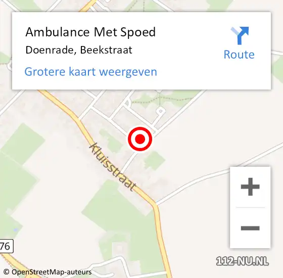 Locatie op kaart van de 112 melding: Ambulance Met Spoed Naar Doenrade, Beekstraat op 3 februari 2015 17:28