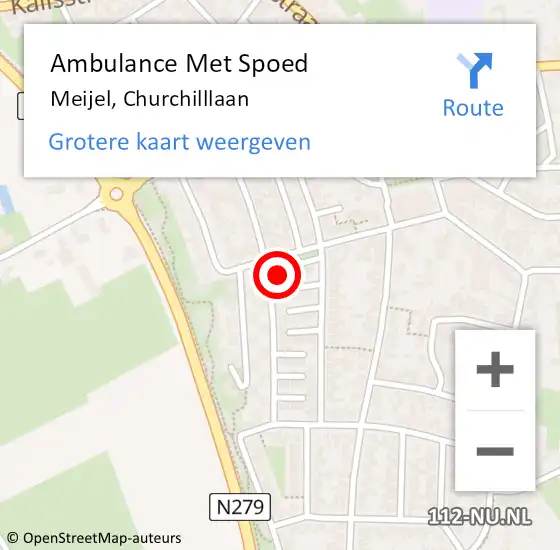 Locatie op kaart van de 112 melding: Ambulance Met Spoed Naar Meijel, Churchilllaan op 3 februari 2015 17:30