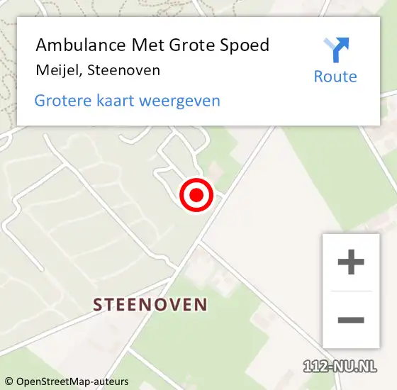 Locatie op kaart van de 112 melding: Ambulance Met Grote Spoed Naar Meijel, Steenoven op 3 februari 2015 18:05