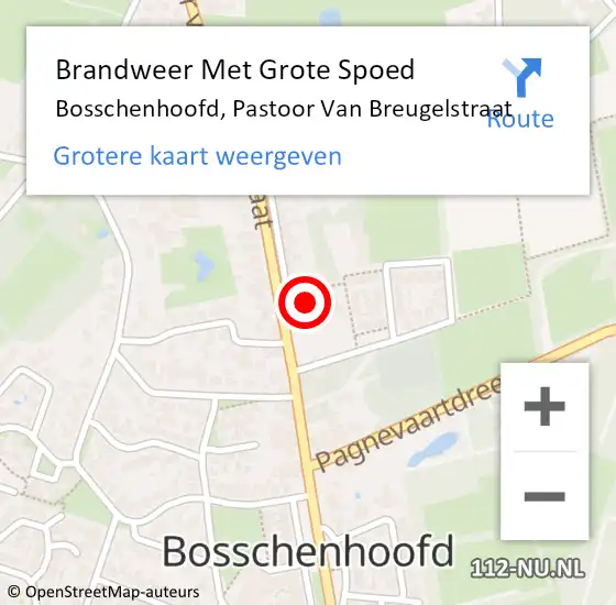 Locatie op kaart van de 112 melding: Brandweer Met Grote Spoed Naar Bosschenhoofd, Pastoor Van Breugelstraat op 3 februari 2015 18:36