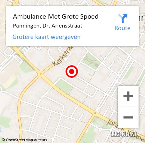 Locatie op kaart van de 112 melding: Ambulance Met Grote Spoed Naar Panningen, Dr. Ariensstraat op 3 februari 2015 18:49