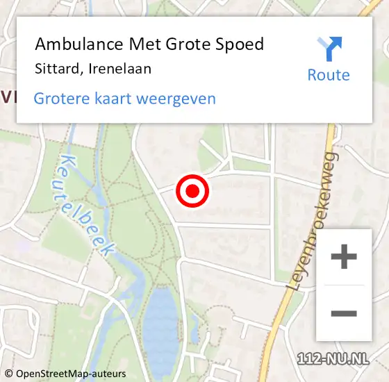 Locatie op kaart van de 112 melding: Ambulance Met Grote Spoed Naar Sittard, Irenelaan op 3 februari 2015 19:17