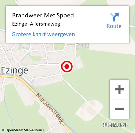 Locatie op kaart van de 112 melding: Brandweer Met Spoed Naar Ezinge, Allersmaweg op 28 oktober 2013 18:34