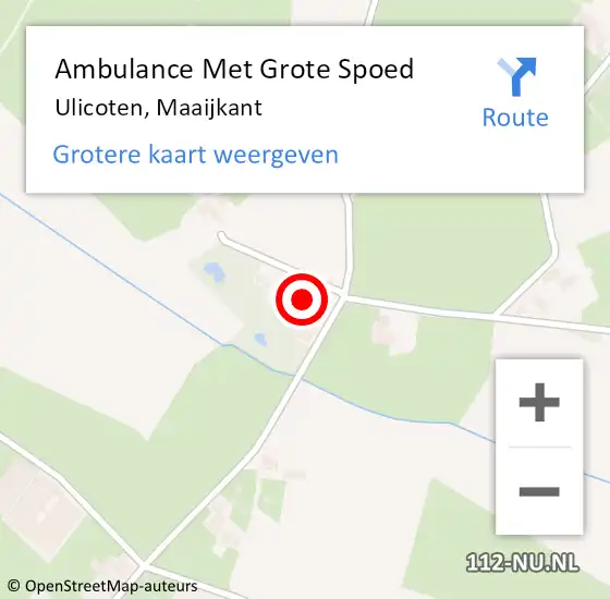 Locatie op kaart van de 112 melding: Ambulance Met Grote Spoed Naar Ulicoten, Maaijkant op 3 februari 2015 19:31