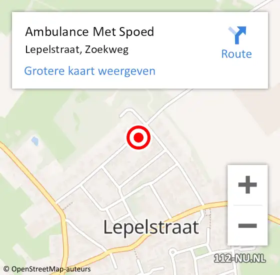 Locatie op kaart van de 112 melding: Ambulance Met Spoed Naar Lepelstraat, Zoekweg op 3 februari 2015 19:49