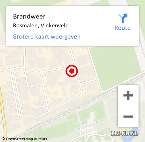 Locatie op kaart van de 112 melding: Brandweer Rosmalen, Vinkenveld op 3 februari 2015 20:22