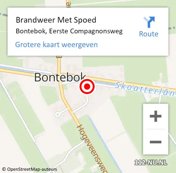 Locatie op kaart van de 112 melding: Brandweer Met Spoed Naar Bontebok, Eerste Compagnonsweg op 28 oktober 2013 18:38