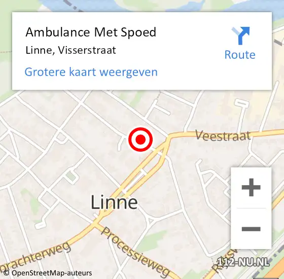 Locatie op kaart van de 112 melding: Ambulance Met Spoed Naar Linne, Visserstraat op 3 februari 2015 20:31