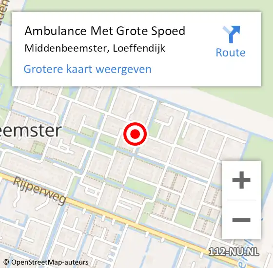 Locatie op kaart van de 112 melding: Ambulance Met Grote Spoed Naar Middenbeemster, Loeffendijk op 3 februari 2015 20:49