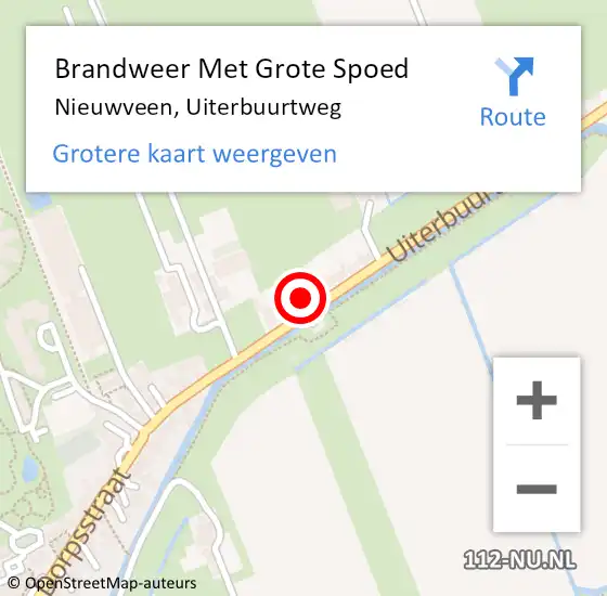 Locatie op kaart van de 112 melding: Brandweer Met Grote Spoed Naar Nieuwveen, Uiterbuurtweg op 3 februari 2015 21:46