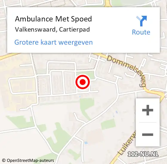 Locatie op kaart van de 112 melding: Ambulance Met Spoed Naar Valkenswaard, Cartierpad op 3 februari 2015 21:51