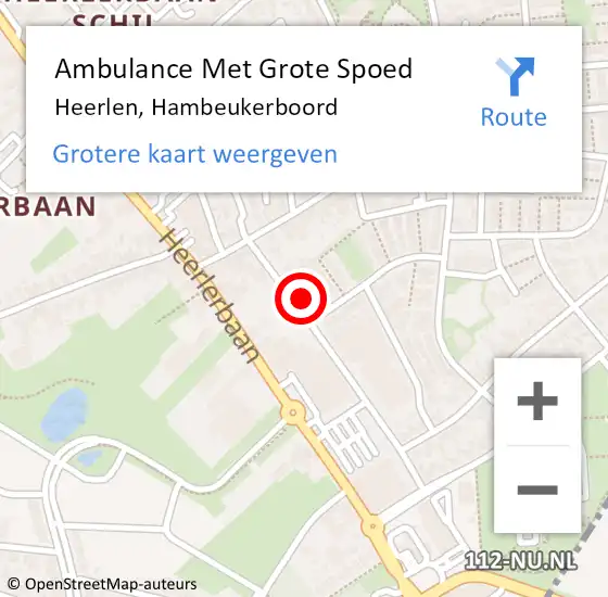 Locatie op kaart van de 112 melding: Ambulance Met Grote Spoed Naar Heerlen, Hambeukerboord op 3 februari 2015 21:57