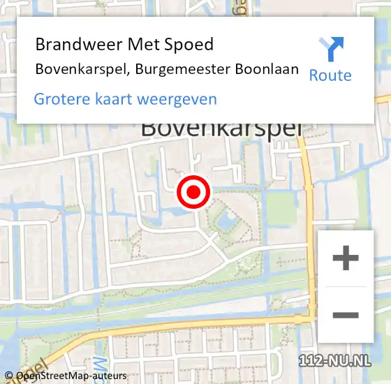 Locatie op kaart van de 112 melding: Brandweer Met Spoed Naar Bovenkarspel, Burgemeester Boonlaan op 3 februari 2015 21:58