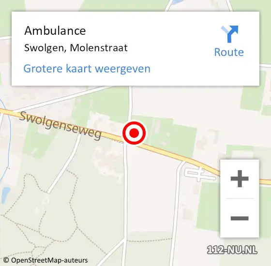 Locatie op kaart van de 112 melding: Ambulance Swolgen, Molenstraat op 3 februari 2015 22:24