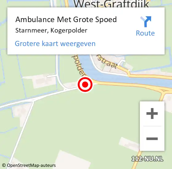 Locatie op kaart van de 112 melding: Ambulance Met Grote Spoed Naar Starnmeer, Kogerpolder op 3 februari 2015 23:44