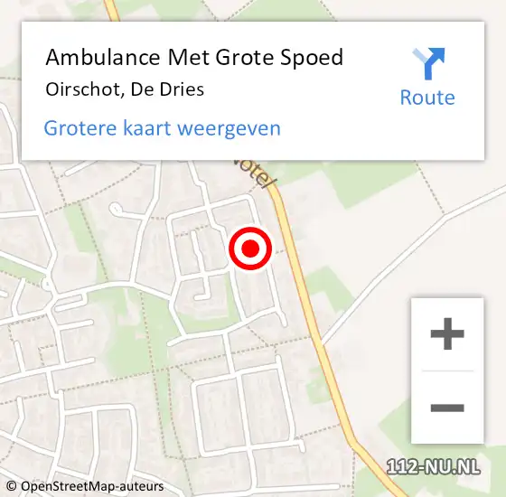 Locatie op kaart van de 112 melding: Ambulance Met Grote Spoed Naar Oirschot, De Dries op 4 februari 2015 00:22