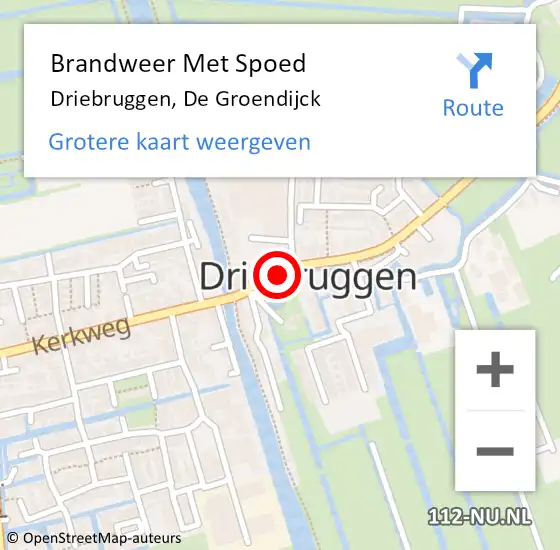 Locatie op kaart van de 112 melding: Brandweer Met Spoed Naar Driebruggen, De Groendijck op 4 februari 2015 00:23