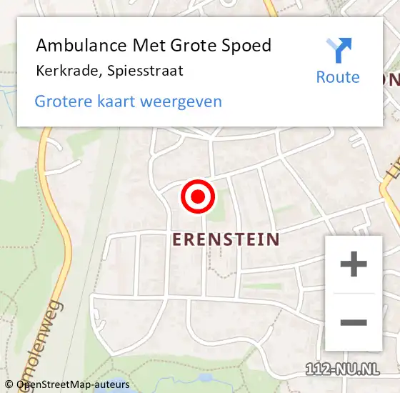 Locatie op kaart van de 112 melding: Ambulance Met Grote Spoed Naar Kerkrade, Spiesstraat op 4 februari 2015 01:01