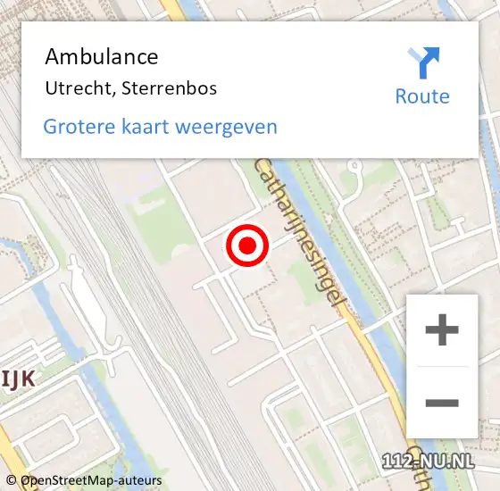 Locatie op kaart van de 112 melding: Ambulance Utrecht, Sterrenbos op 4 februari 2015 02:48