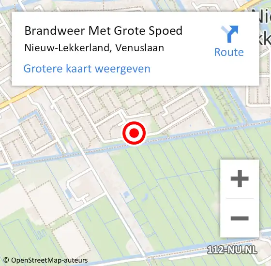 Locatie op kaart van de 112 melding: Brandweer Met Grote Spoed Naar Nieuw-Lekkerland, Venuslaan op 4 februari 2015 03:35