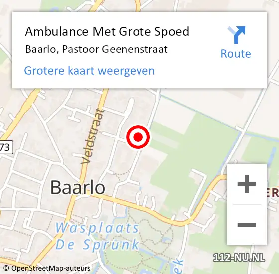 Locatie op kaart van de 112 melding: Ambulance Met Grote Spoed Naar Baarlo, Pastoor Geenenstraat op 4 februari 2015 04:21