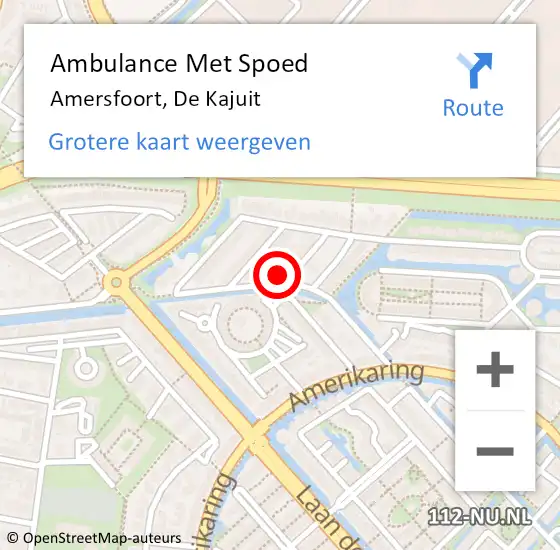 Locatie op kaart van de 112 melding: Ambulance Met Spoed Naar Amersfoort, De Kajuit op 4 februari 2015 04:49