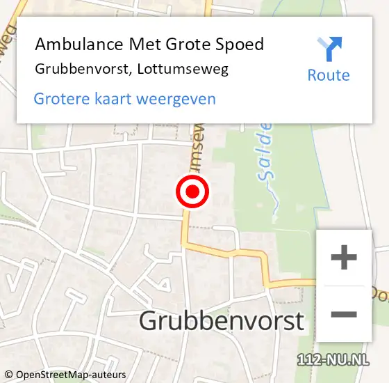 Locatie op kaart van de 112 melding: Ambulance Met Grote Spoed Naar Grubbenvorst, Lottumseweg op 4 februari 2015 05:38