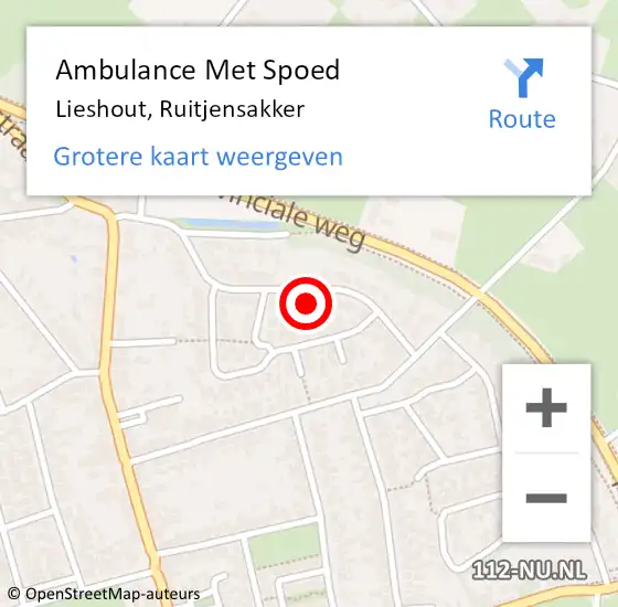 Locatie op kaart van de 112 melding: Ambulance Met Spoed Naar Lieshout, Ruitjensakker op 4 februari 2015 05:42