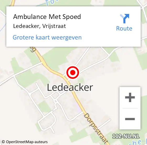 Locatie op kaart van de 112 melding: Ambulance Met Spoed Naar Ledeacker, Vrijstraat op 4 februari 2015 06:27