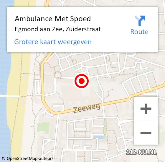 Locatie op kaart van de 112 melding: Ambulance Met Spoed Naar Egmond aan Zee, Zuiderstraat op 28 oktober 2013 19:03