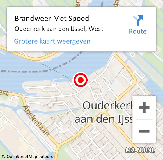 Locatie op kaart van de 112 melding: Brandweer Met Spoed Naar Ouderkerk aan den IJssel, West op 4 februari 2015 07:22