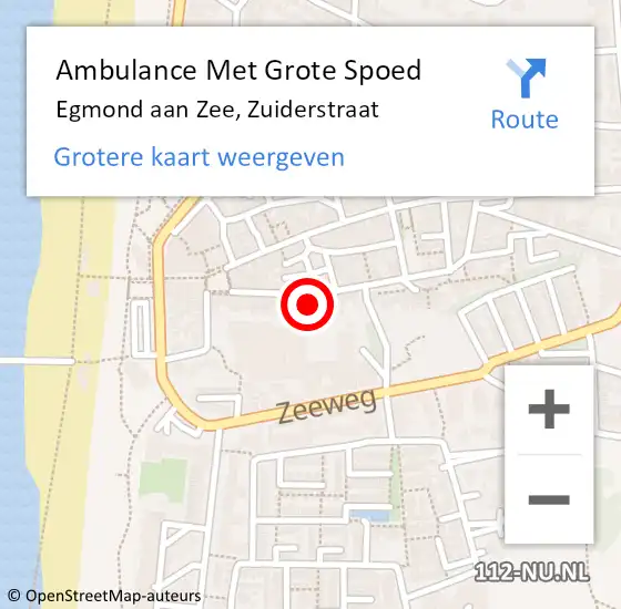 Locatie op kaart van de 112 melding: Ambulance Met Grote Spoed Naar Egmond aan Zee, Zuiderstraat op 28 oktober 2013 19:04