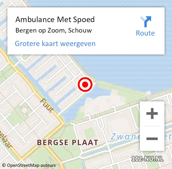 Locatie op kaart van de 112 melding: Ambulance Met Spoed Naar Bergen op Zoom, Schouw op 4 februari 2015 08:04